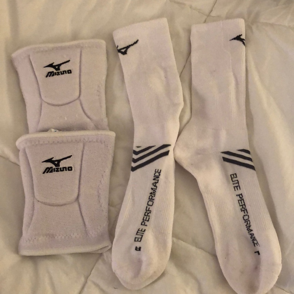 White Mizuno Socks and Kneepads